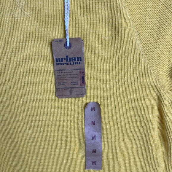 Urban Pipeline‎ Crewneck Shirt Mens Medium Yellow / Gold Raglan Cotton Pullover - Picture 2 of 8